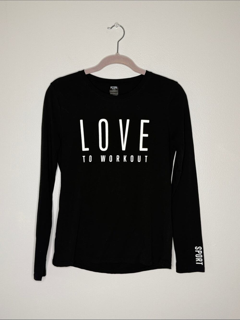 Victoria's Secret Black 'Love to Workout' Long-Sleeve Top Size Small